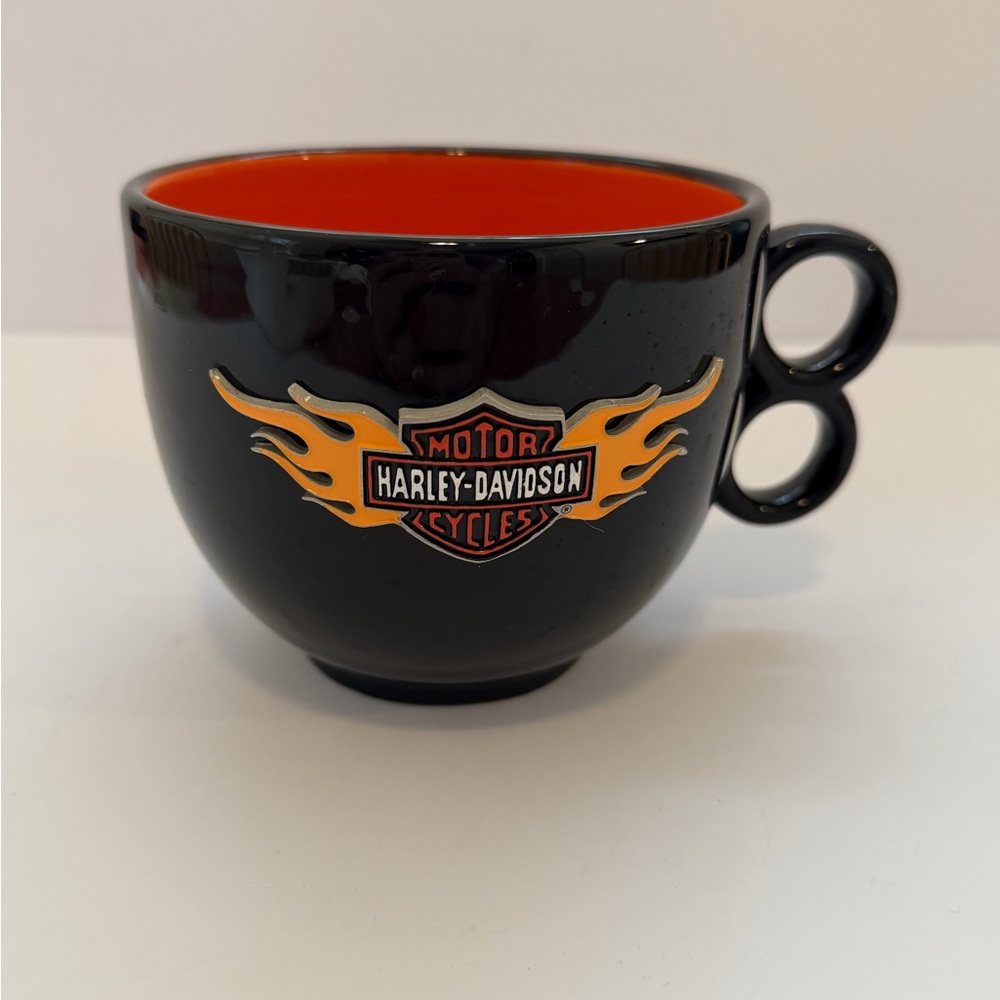 Vintage Rare Harley Davidson Two Finger Coffee Mug Motorcycle Biker